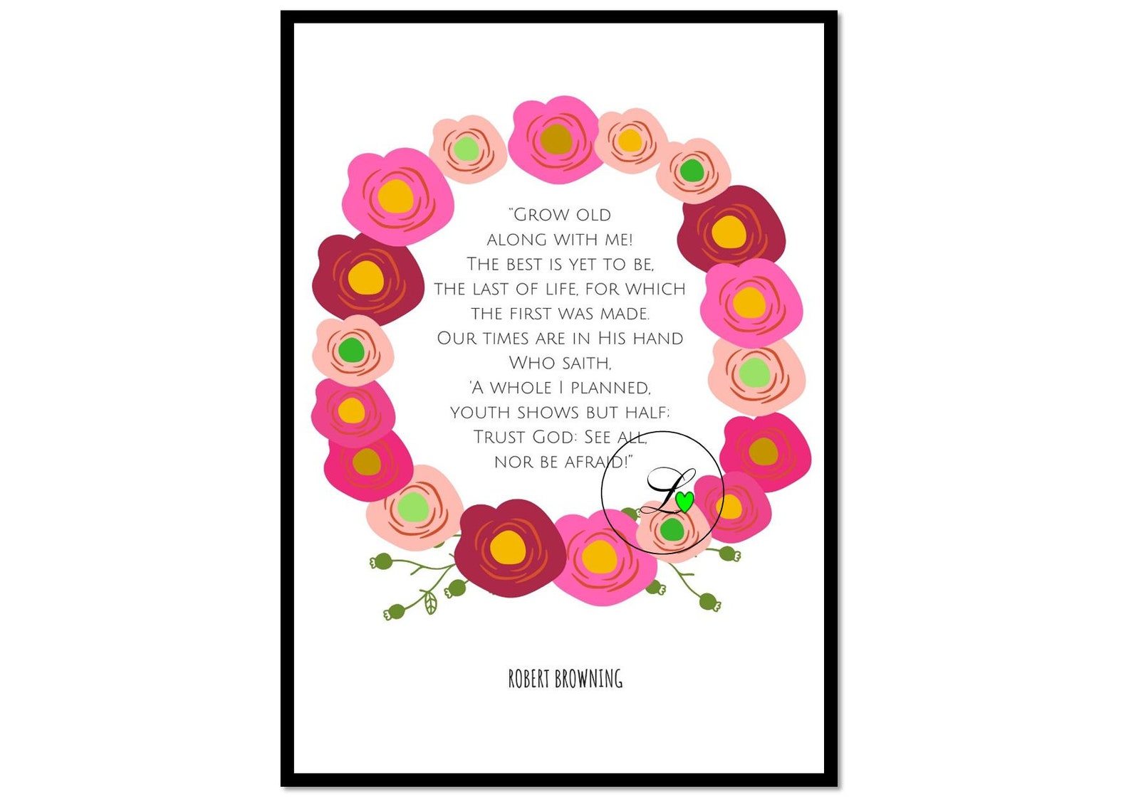 Grow old with me: Robert Browning poem poetry wall art love | Etsy