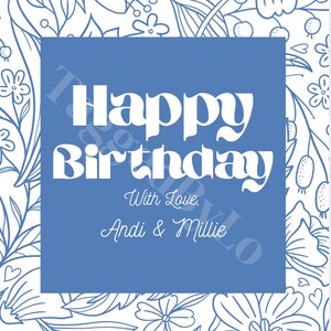 Cartão de feliz aniversário, design floral, saudação personalizada