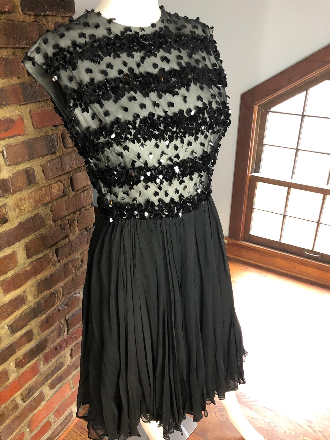 Amazing 1950s Sequined Chiffon Party Dress Little Black Dress - Etsy