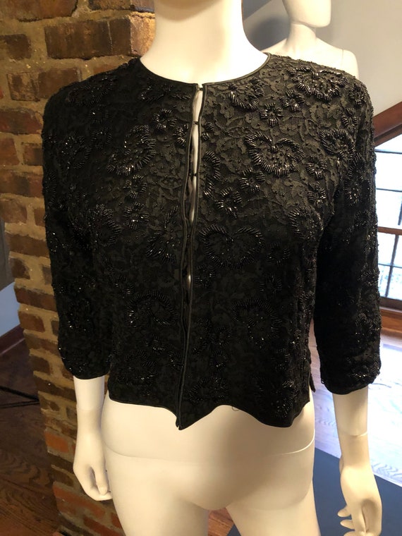 50s Cashmere Jacket, Cashmere Jacket, Beaded Jack
