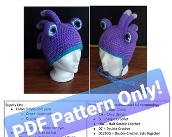 PDF PATTERN monster hat, Randall-inspired wig pattern for sizes 1yr- XL Adult, crochet pattern