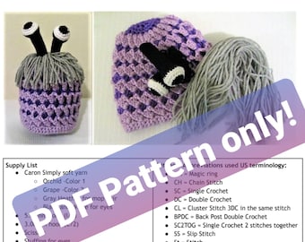 PDF PATTERN monster hat, Boo-inspired wig pattern, crochet pattern, monster hat pattern