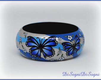 Hand painted BUTTERFLIES bracelet-bangle