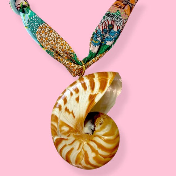 Upcycled Modern Nautilus Shell Statement Necklace - image 3