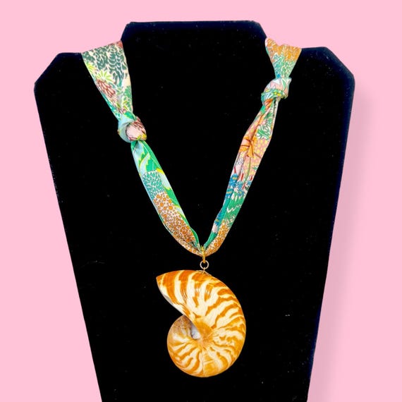 Upcycled Modern Nautilus Shell Statement Necklace - image 2