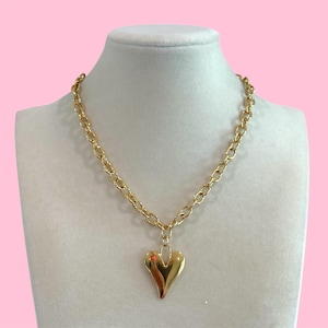 Dainty Gold Heart Charm Necklace, Gift For Her.