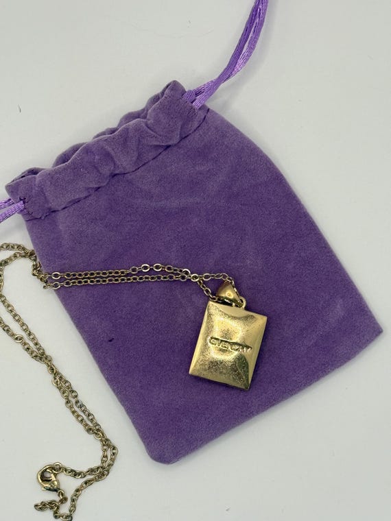 Vintage Givenchy Gold Rectangular Crystal Pendant… - image 2
