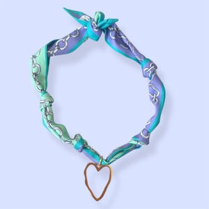 Colorful Silk  Scarf Heart Cross Charm Necklace