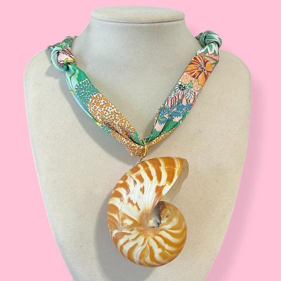 Upcycled Modern Nautilus Shell Statement Necklace - image 1