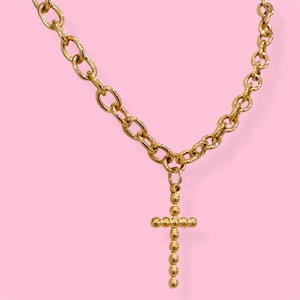 Dainty Gold Cross Charm Necklace, Gift For Her.