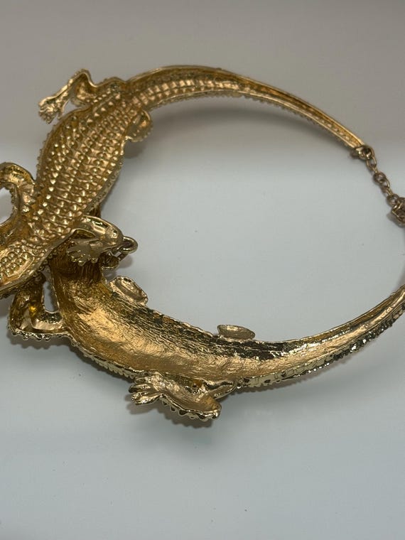 Gold Alligator Statement Necklace – Bold Crystal-… - image 3