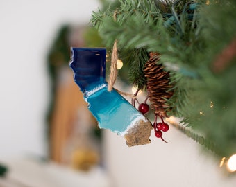 State Coastal Christmas Ornaments, Wood and Resin Xmas Ornament