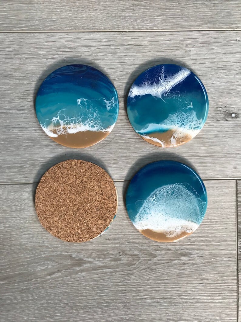 Drink Coasters Resin Coasters Ocean Art 21st Birthday Gift Etsy