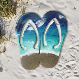 Flip Flops Sandal Beach Resin Wall Art, Ocean Blue Wave Decoration