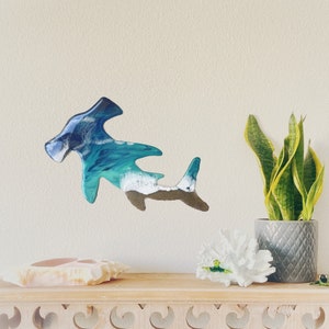 Beach Art Resin Shark Wall Decor, Hammerhead Decor, Ocean Art Kid's Room Wall Art, Beach Home Decor, Coastal Home Decor, Hawaii Art