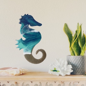 Beach Art Resin Seahorse Wall Decor, Sea Horse Decor, Ocean Art Kid's Room Wall Art, Beach Home Decor, Beach Lover Present, Hawaii Art