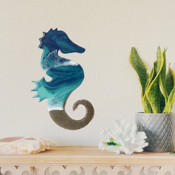 Beach Art Resin Seahorse Wall Decor, Sea Horse Decor, Ocean Art Kid's Room Wall Art, Beach Home Decor, Beach Lover Present, Hawaii Art