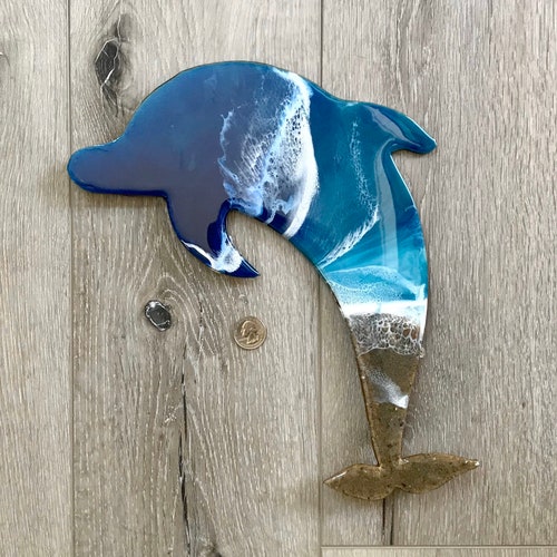 Beach Art Resin Dolphin Wall Decor Dolphin Decor Ocean Art Etsy