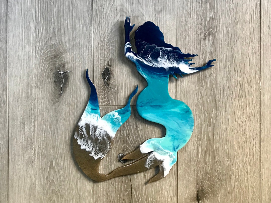 Beach Art Resin Mermaid Wall Decor Mermaid Decor Ocean Art Etsy