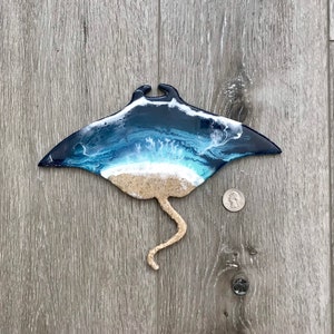 Beach Art Resin Stingray Wall Decor, Sting Ray Decor, Ocean Art Kid&#39;s Room Wall Art, Beach Home Decor, Beach Lover Present, Hawaii Art