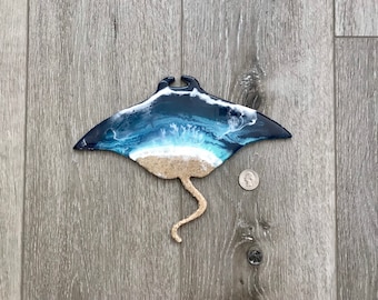 Beach Art Resin Stingray Wall Decor, Sting Ray Decor, Ocean Art Kid's Room Wall Art, Beach Home Decor, Beach Lover Present, Hawaii Art