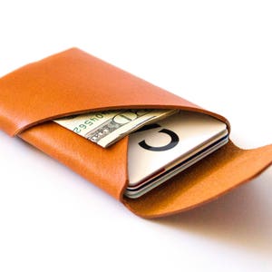 Oblique Wallet with flap, Card Wallet, Card Case, Card holder, Leather Card Wallet, Leather Card Case, Leather Card Holder, Wallet | Tan