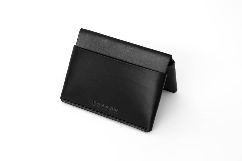 Rainier Wallet, Leather Card Wallet, Leather Card Case, Leather Card Holder, Card Wallet, Card Case, Card Holder, Leather Wallet Black image 1