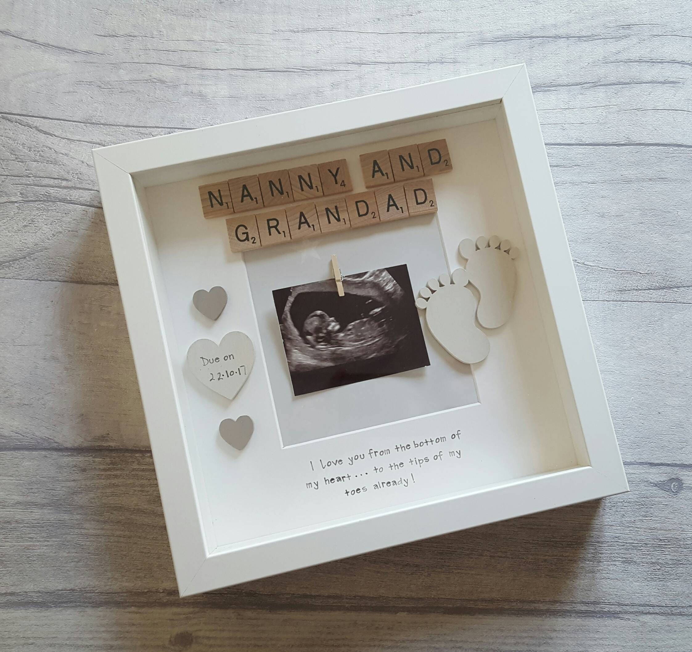 Personalised Baby Scan Frame Baby Announcement Grandparents Etsy
