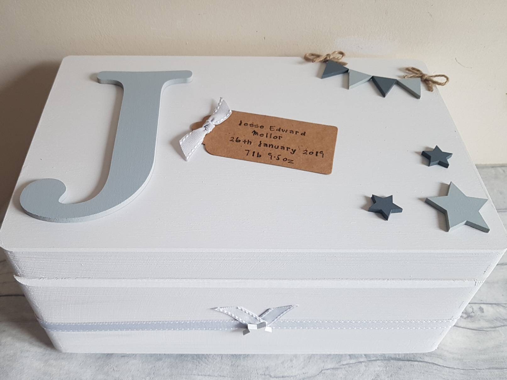 Personalised Baby Keepsake Box Baby Memory Box Initial Etsy