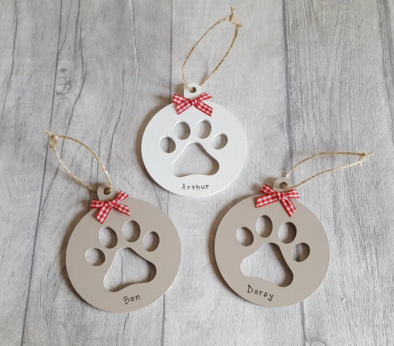 Personalised Pet Christmas Decoration Paw Print Christmas Etsy