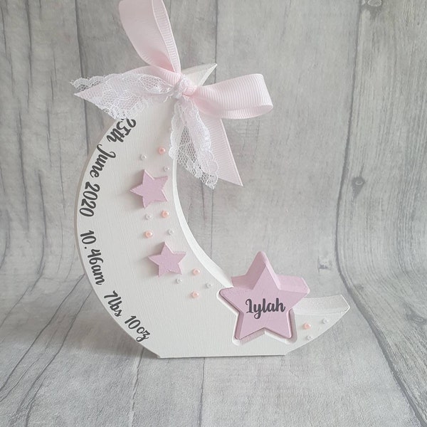 Personalised Moon & Star New Baby Keepsake Gift
