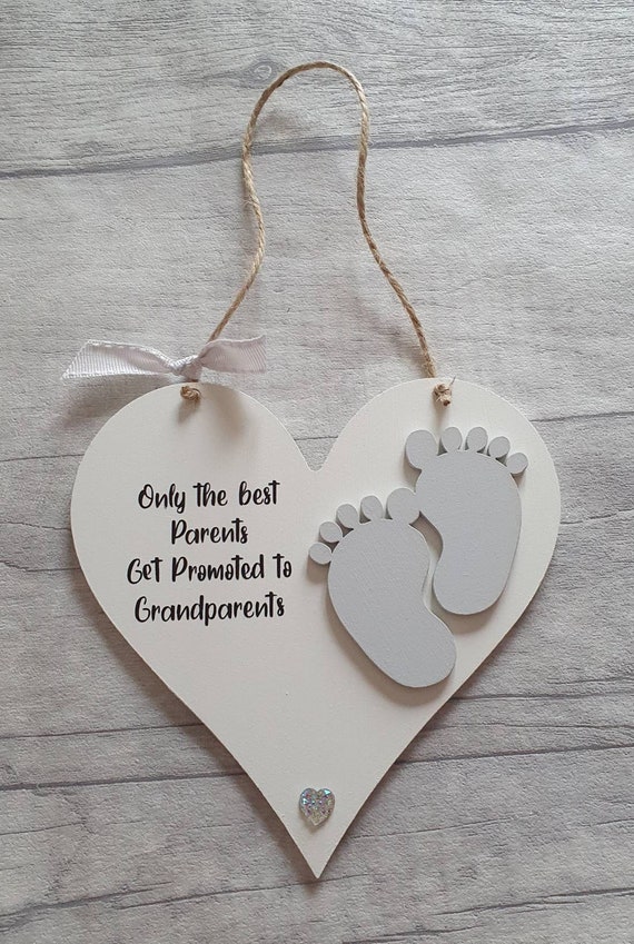 Grandparents To Be Baby Reveal Handmade Hanging Wooden Gift Plaque Bibi & Me 