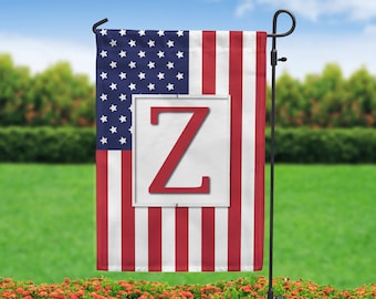 Modern Patriotic Initial USA Flag - Memorial Day Garden Flag- 4th of July Garden Flag- American Flag- USA Flag - Red White Blue Decor