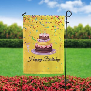 Happy Birthday Garden Flag - Bright Yellow Flag - Birthday Flag - Birthday Decorations - Happy Birthday Decor - Birthday Cake Decorations