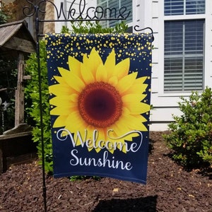 Welcome Sunflower Garden Flag  - Spring Garden Flag - Yellow and Black Decor - Sunflower Outdoor Flag - House Flag - Sunflower Decorations -