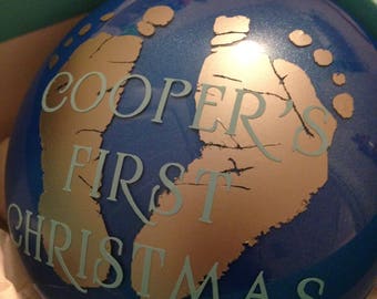 Customized Christmas Ornament Baby Infant Feet Print Babies First Christmas baby boy baby girl perfect gift first year