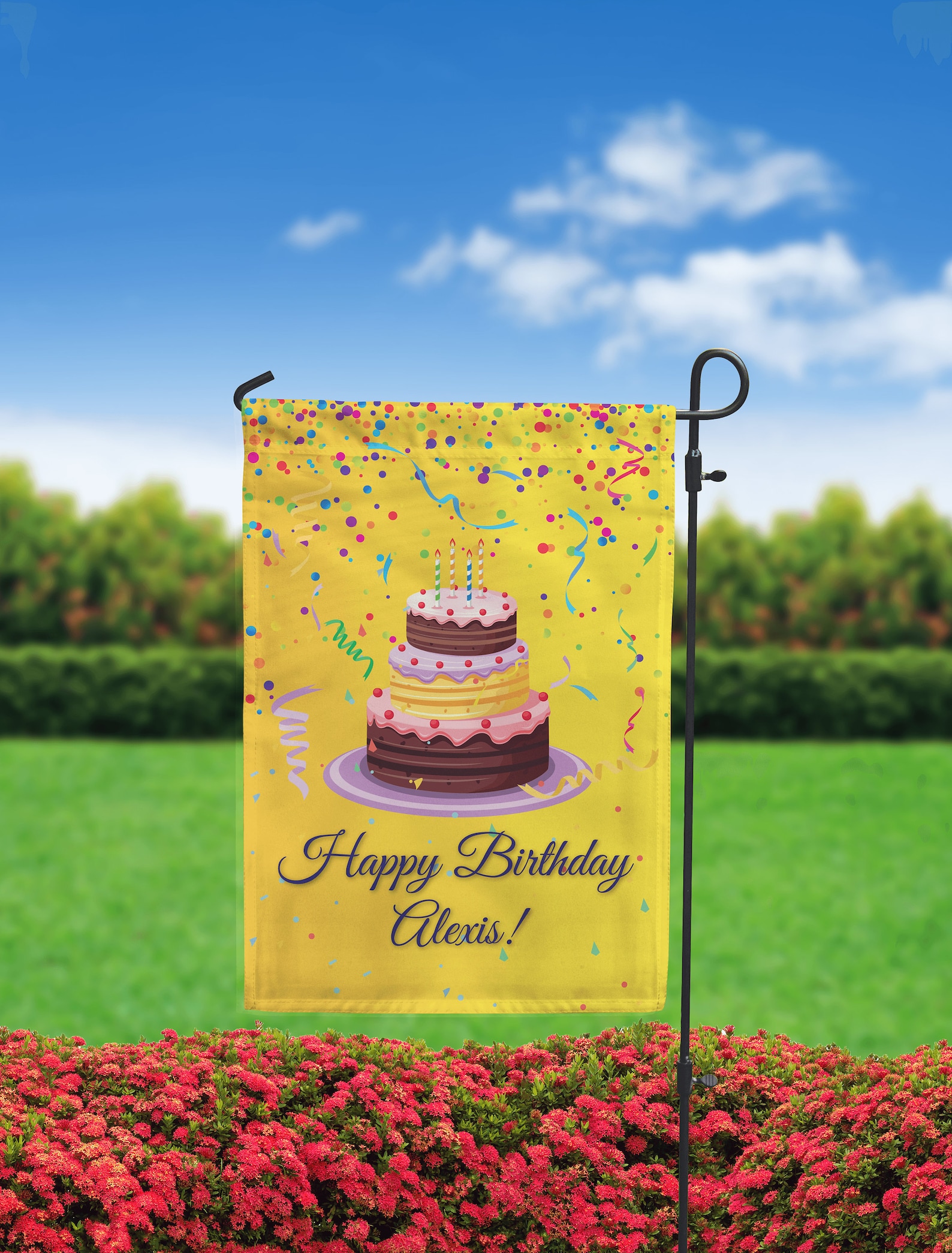 Happy Birthday Garden Flag Personalized Birthday Decor Etsy