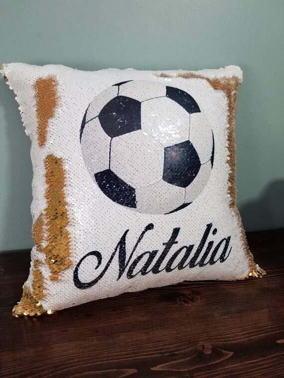 soccer sequin pillow