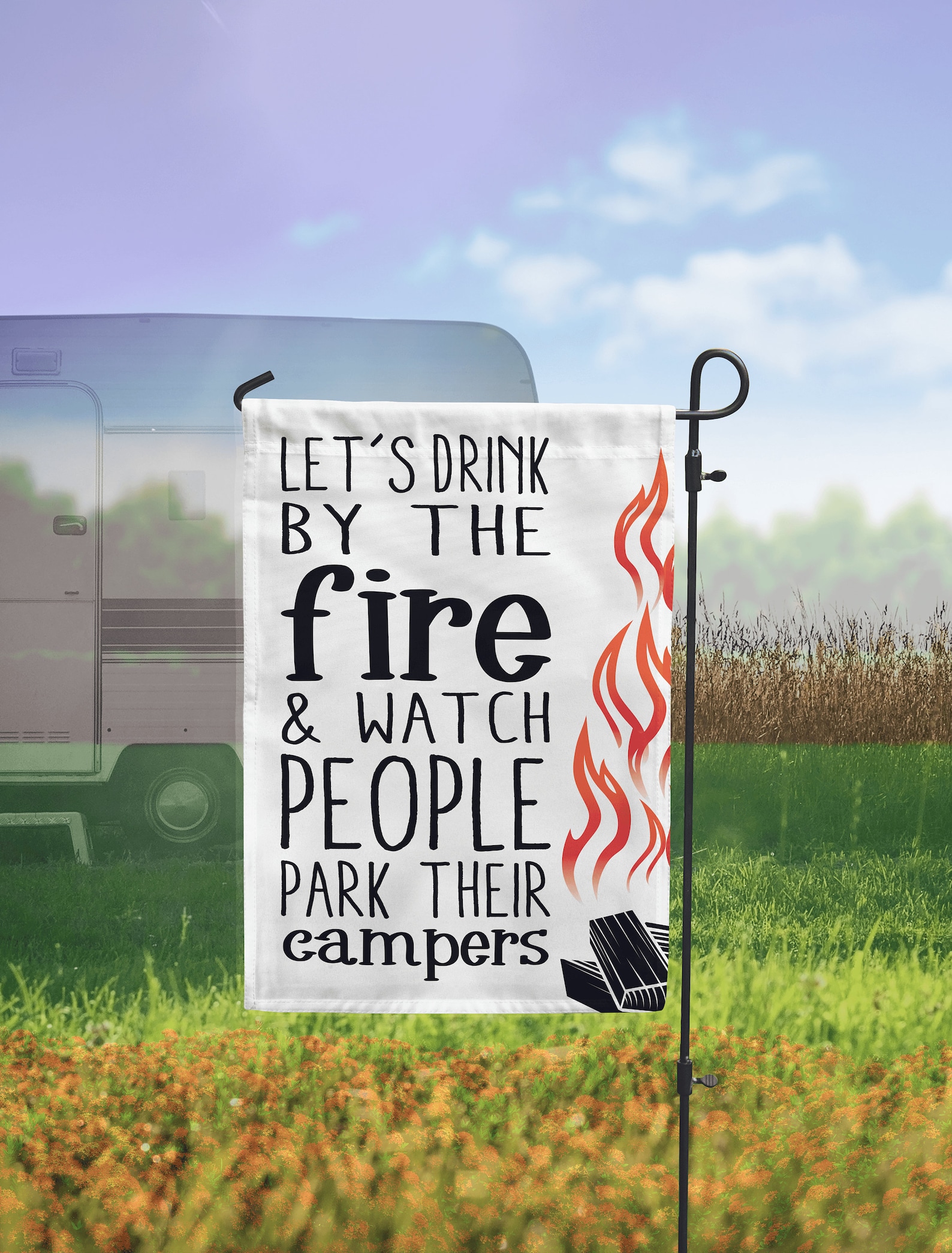 Funny Camping Flag RV Flag Let's Drink by the Fire and Etsy
