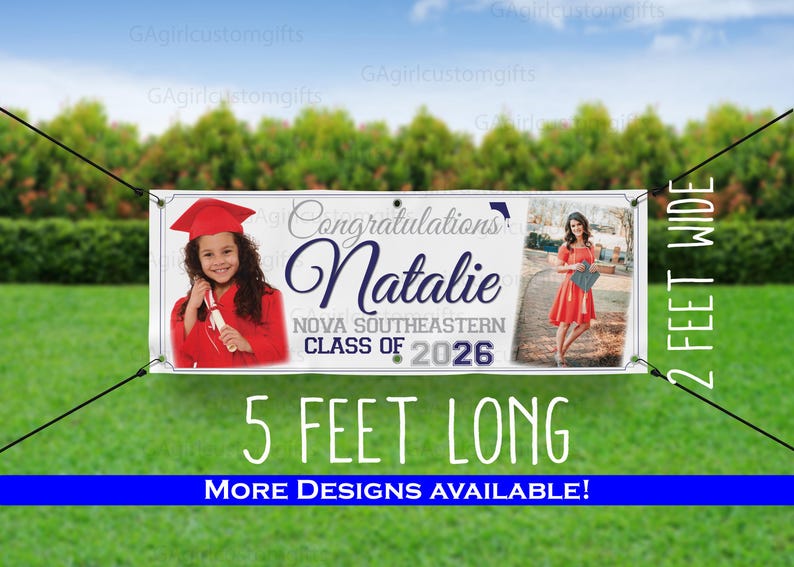 Extra LARGE Graduation Senior Sign 2026 - Graduate Vinyl Banner - Graduation Banner - 2026 Graduate - High School Grad, College Graduation Two Pictures