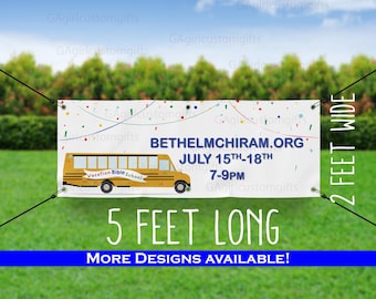 Banner extragrande para exteriores de la Escuela Bíblica de Vacaciones - Letrero personalizado para la Escuela Bíblica de Vacaciones - Banner personalizado para la Escuela Bíblica de Vacaciones - Letrero para iglesia al aire libre - Banner para iglesia