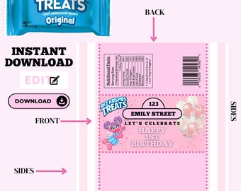 Abby Cadabby Rice Krispy Treat Label INSTANT DOWNLOAD