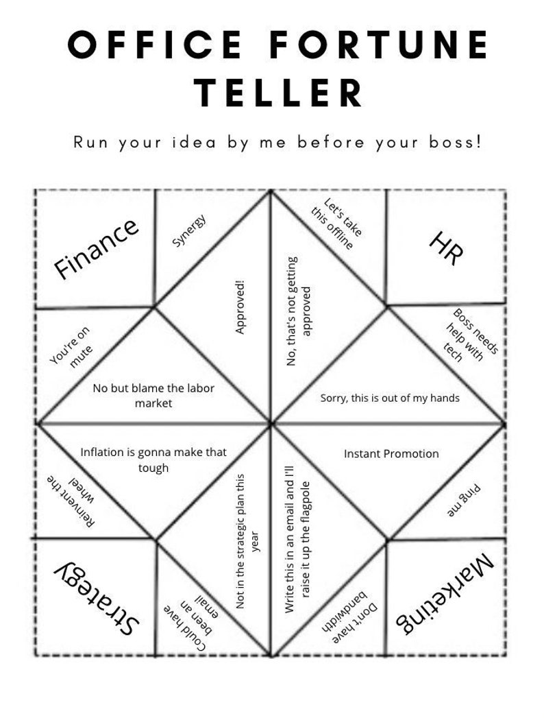 Office Fortune Teller Printable Cootie Catcher Etsy Office Fortune Teller Printable Cootie Catcher Etsy