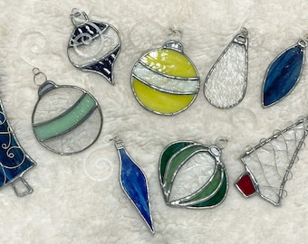 Stained Glass Christmas Tree Ornamants - Vintage Style