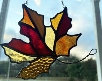 Stained Glass Autumn Leaf