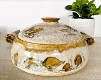 Large Retro Stoneware Baking Dish w. Lid// Vintage Ceramic Baking Dish