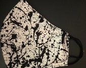 Black and White Paint Splatter Face Mask