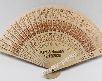 Engraved Wood Fans 150 pieces Wedding Event Laser Engraving Party favors Giveaways