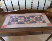Amish Style Quilt, Quilted Patriotic Table Topper, Country Dresser Scarf