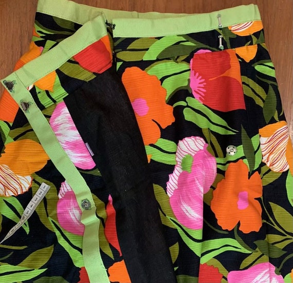 Vintage Bright Floral and Black Maxi Skirt By Mal… - image 3